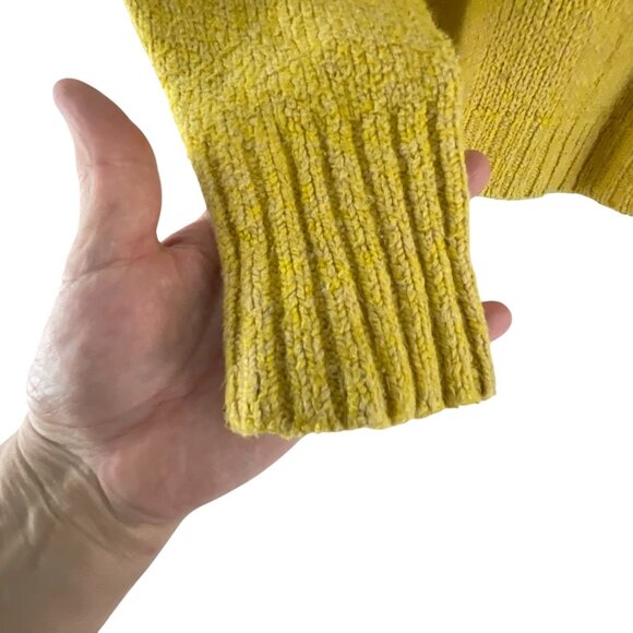 American Eagle Nordic Pattern Knit Mock Neck Sweater L Yellow Oversized Classic - Picture 4 of 7